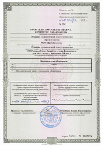  Приложение к лицензии на право ведения образовательной деятельности